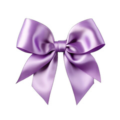 Lilac satin bow with ribbon isolated on transparent background