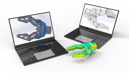 3D rendering - FEA study of a robotic arm