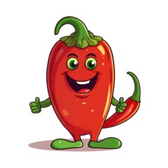 Cute cartoon 3d character chili pepper with eyes on white background