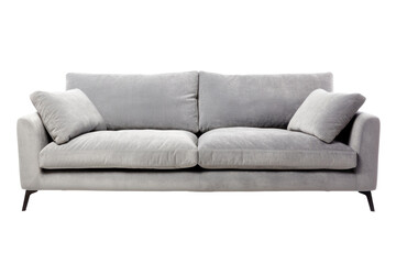 A grey seater sofa isolated on transparent background.