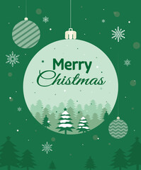 Merry Christmas illustration with green ornament