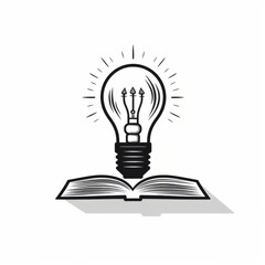 Open book bulb, vector logo, AI generated