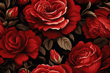 Victorian red roses, wrapping decor