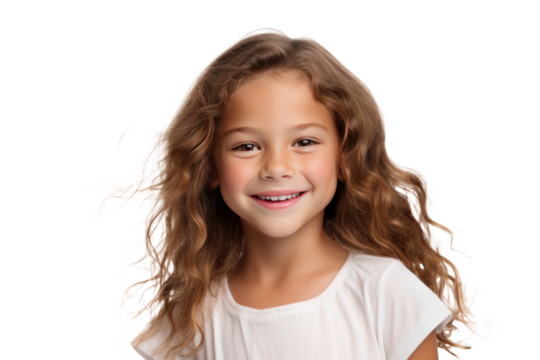 A happy cute girl isolated on transparent background.