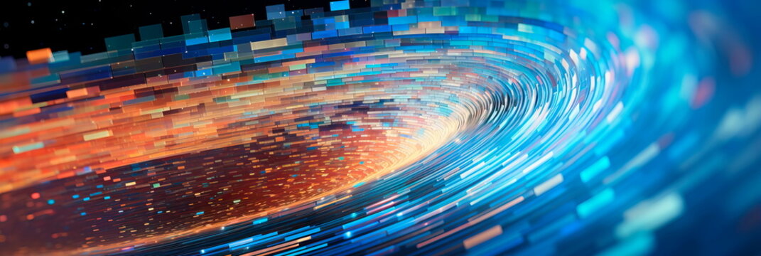 abstract background with code snippets swirling around like a vortex, conveying the dynamic nature of software development.