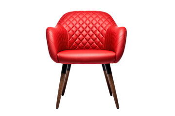A red accent chair, armchair isolated on transparent background.