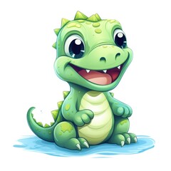Fototapeta premium Cute cartoon 3d character crocodile on white background