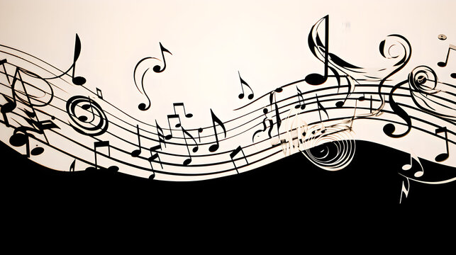 Minimalist Musical Charm" - Smooth musical staff and notes on cream, Minimalist Musician Concept Art, Generative AI