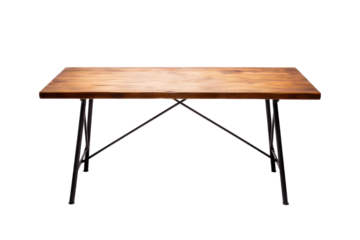 A wooden table isolated on transparent background.