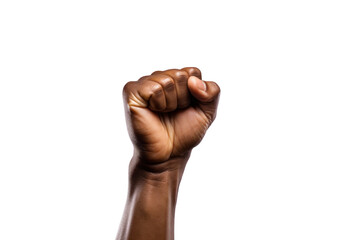 Close up of Raised fist isolated on transparent background.