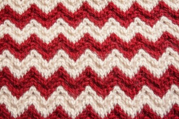 close-up of woolen fabric texture in red and white