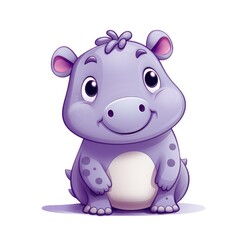 Cute cartoon 3d character hippopotamus on white background