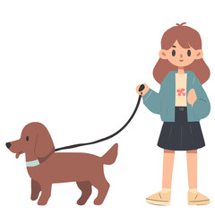 girl and dog