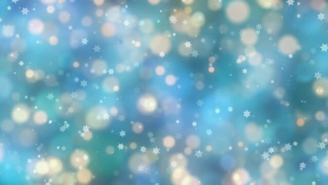 Loop beautiful abstract falling snowflakes particles bokeh and unfocused bokeh light background. Abstract Falling snow flakes Snowflakes Particles  Animation Background for Merry Christmas, New year, 