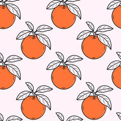 Seamless pattern with a doodle orange