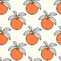 Seamless pattern with a doodle orange