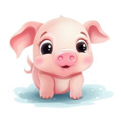 Fototapeta premium Cute cartoon 3d character pig on white background