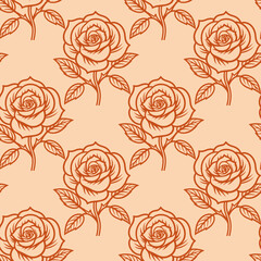 Floral botanical texture pattern with rose and leaves. Seamless pattern can be used for wallpaper, pattern fills, web page background, surface textures.