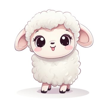 Cute cartoon 3d character sheep on white background