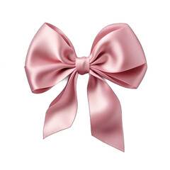 Blush pink silk ribbon and bow isolated on transparent background