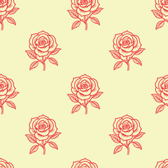 Floral botanical texture pattern with rose and leaves. Seamless pattern can be used for wallpaper, pattern fills, web page background, surface textures.