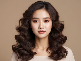 Naklejka premium Portrait of young beautiful woman on white background