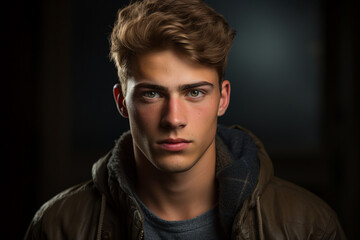Obraz premium Generative ai technology portrait of attractive handsome young man model wearing retro clothes