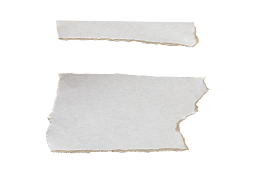White Ripped Piece of Paper isolated. Top View of Blank Adhesive Paper Tag. Blank Note with Copy Space for Text or Image. transparent background