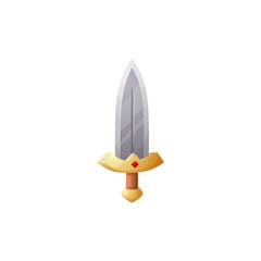 Sword with red gem on handle flat style, vector illustration