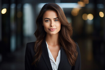 Obraz premium Generative AI picture portrait of attractive office worker young woman