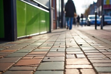 details of tactile paving leading to a bus stop