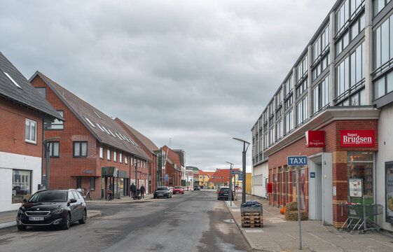 Hirtshals, Jutland, Nordjylland, northern Denmark - November 4th, 2023: town and seaport known for its fishing and ferry harbours located on the coast of Skagerrak on the island of Vendsyssel-Thy 