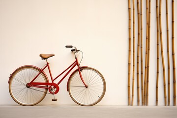 stylized bamboo bicycle against a minimalist backdrop