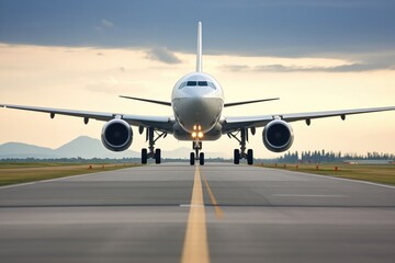 Fototapeta na wymiar rear view of a passenger jet during landing