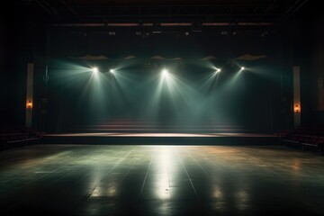spotlights on an empty theatre stage - obrazy, fototapety, plakaty