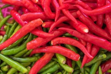 Chili peppers of Thailand in the background