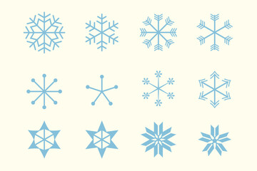 様々な雪の結晶セット - obrazy, fototapety, plakaty
