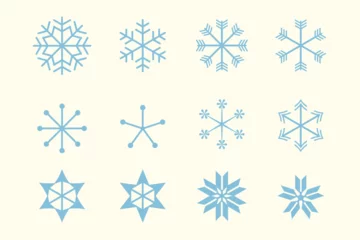 Fotobehang 様々な雪の結晶セット © Linolatte