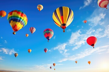 vibrant hot air balloons ascending on a clear day