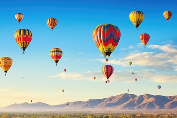 Obraz premium vibrant hot air balloons ascending on a clear day