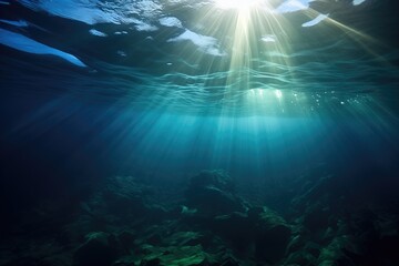 Fototapeta na wymiar sunlight penetrating the depth of the ocean