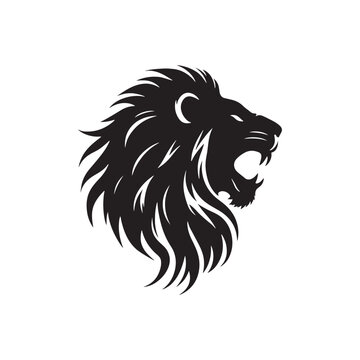 Noble Stance: Silhouetted Lion Face - A Noble and Commanding Image Illustrating the Lion's Stance, Symbolizing Dominance and Authority