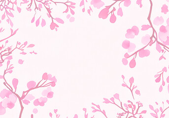 Obraz na płótnie Canvas 水彩で描いた美しい桜の花の花びらのフレーム背景