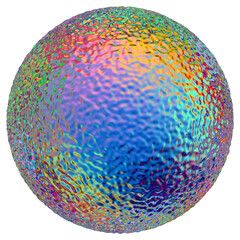 Iridescent geometric 3D shape isolated on a transparent background. Trendy abstract holographic design element.