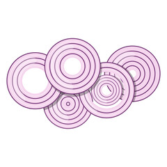 Red onion rings. Isolated vector illustration on a white background