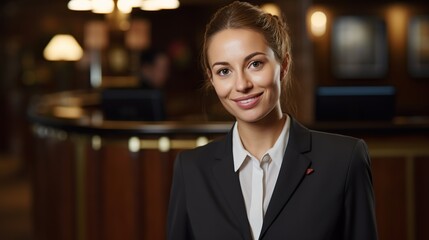 Female receptionist smiling at the camera