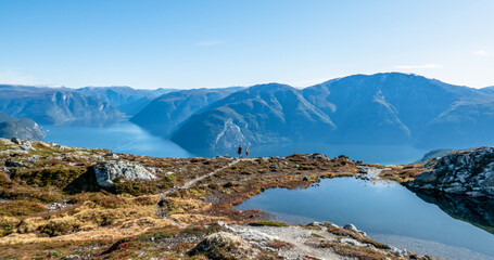 Hiking in the mountains in western Norway.