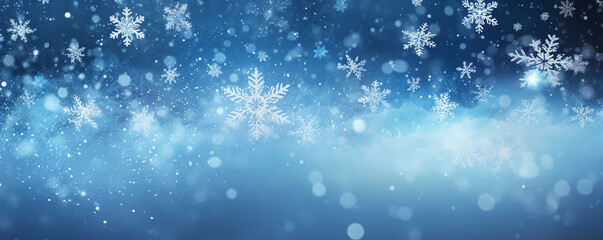 Winter background with snowflakes. New Year header for a website with Copy space.