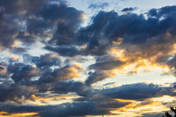 Blue sky with clounds sunset