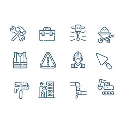 Construction engineering, tools, wiring icons vector design
